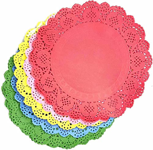 Happium Paper Doilies Mix 6,5 Pollici Confezione da 100 | Piatti di Carta in Pizzo Rotondo per Festa Stoviglie Matrimonio Decorazione Strumenti di Cottura Monouso Doppio Lato Assorbente Olio