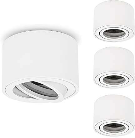 URing Focos LED Techo Superficie 4 Pack, Focos LED Interior Techo Blanco Orientable para módulos LED, Lámpara de Techo Redondo Ø80x50mm, Plafón led Salón Dormitorio, bombilla no incluida