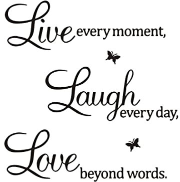 REQAG Wandtattoo Sprüche Glücklich Wandaufkleber Zitate Inspirierende Schwarze Wandsticker Wanddeko für Schlafzimmer Wohnzimmer