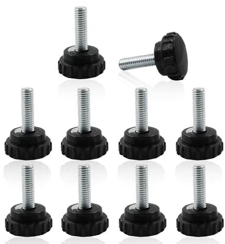 Zorveiio M6 x 20mm Thread Knurled Thumb Screws, 10Pcs, Black