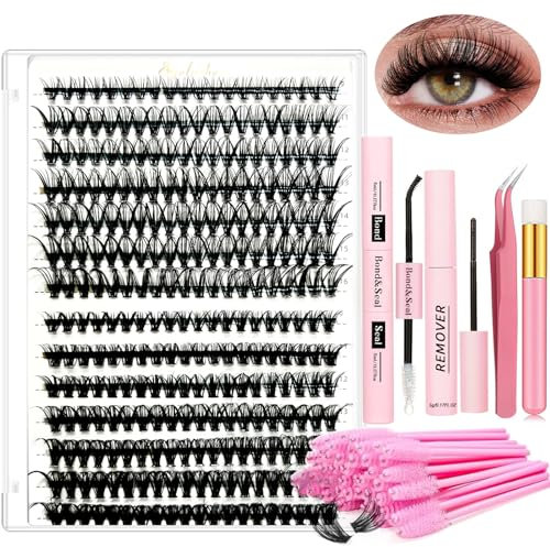 Kit de Expansión de Pestañas DIY 280 Bultos de Pelo Rizado de 9-16 mm de Largo 30D+40D Atadura y Sellado Pegamento Removedor de Pegamento Pinzas Herramienta de Aplicación de Rímel