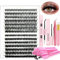 Kit di Estensione Ciglia Individuale Lashes Kit per Principiante a Casa con 280 Pcs 9-16mm Lunghezza 30D+40D Curl Lash Clusters Lash Bond e Seal Glue Remover Pinzette Lash Applicator Tool