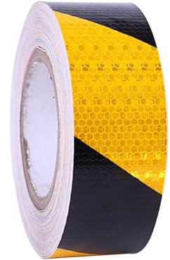 GOIEHIR 12m × 5cm Nastro Catarifrangente Adesivo, Nastro Segnaletico Giallo Nero, per la Sicurezza dei Segnali di Avvertimento