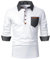 QUNERY Poloshirt Herren Langarm Getäfelt T Shirts Golf Tennis Hemden Casual Tops Weiß XXL