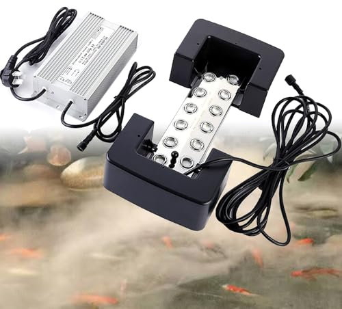 Generador de niebla ultrasónico de 12 cabezales, atomizador de acero inoxidable for fuentes y estanques, fuente de alimentación impermeable de 400 W,humidificador de aire for fuentes de agua,estanques