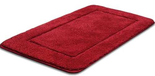 Mixibaby Badteppich rutschfeste,weicher Badezimmerteppich, Wasserabsorbierend Badematte, Maschinenwaschbar, Badvorleger für Dusche, Badewanne und Toilette, Größe:60 cm x 100 cm, Farbe :Rot