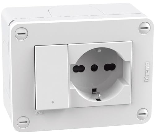 BTICINO IDROGO Soluzioni per l'installazione Bianco S28403W2F Scatola IP40 3 moduli - con interruttore + presa std Germania