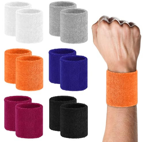 12 Stück Schweißbänder Handgelenk, Bunte Schweißband, Absorbierende Schweißbänder Für Männer Und Frauen, Baumwolle Schweißbänder Handgelenk Für Tennis, Basketball, Fußball, Football, Fitnessstudio