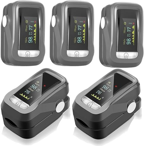 Cunsieun Pulsoximeter Sauerstoffsättigung Oximeter – Präzises Fingergerät zur Messung von SpO2, Puls & PI – tragbar, mit OLED-Anzeige, Alarm und Batterien für Alltag, Sport & Freizeit