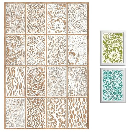 Zcbzbn Schablonen, Malerei Stencils, 16 StüCk Schablone Set, Wiederverwendbare Geometrische Zeichnung Stencil, Malerei Stencil FüR Malerei, Boden, Holz, Home Wall Decor, Scrapbooking Crafts