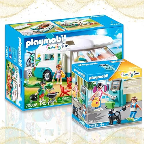 PLAYMOBIL 70088 Familien-Wohnmobil 70439 Urlauber mit Geldautomat - Das perfekte Set für realistische Ferienabenteuer!