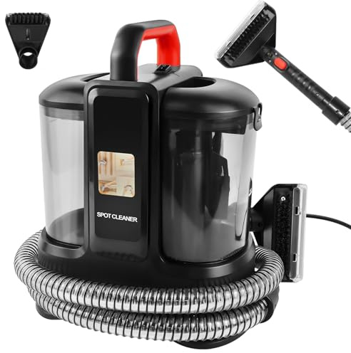 Carpet Spot Upholstery Cleaner with Dual Water Tank, Stain, Car, Upholstery, Sofa and Carpet Cleaning Machine, 450W Powerful Electric Spot Washer, Lightweight Handheld Floor Stain Remover, Black