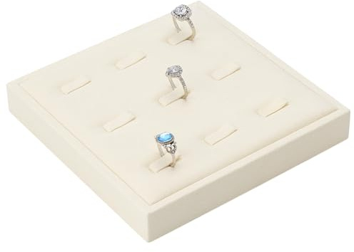 PH PandaHall 9-spår ring displaybricka ringar displaystativ ringhållare organiserare fyrkantiga ringar monter smycken displayer fodral förvaringsbricka för försäljning återförsäljare stapelbar show