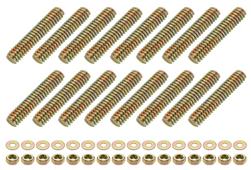 QUARKZMAN 16Pcs Barra Filettata Completa, 1/4 UNC x 1-1/4 Lunghezza Barre Filettate in Acciaio al Carbonio Zincato Con Dadi e Rondelle Per Fascette, Colore Zincato