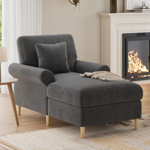 Merax Fauteuil de relaxation rembourré – Fauteuil de couchage pliable, fauteuil de lecture confortable et fauteuil de salon, velours luxueux, taille XXL, capacité de charge jusqu'à 150 kg, idéal pour