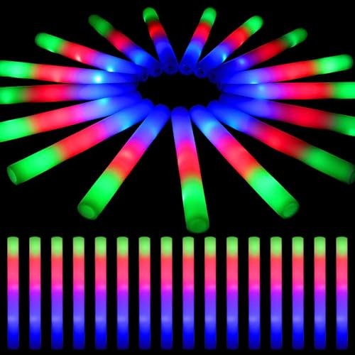 DkevEu 42pcs palos luminosos para fiesta, palos de luz LED, 3 modos de iluminación, varillas de espuma – barras luminosas para fiestas, bodas y conciertos, apto para niños