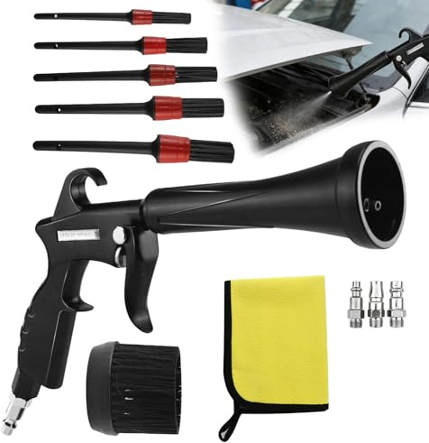Kemrengöringspistol, inomhusrengöringspistol med 5 precisionsrengöringsborstar, 3 adaptrar och en handduk, mångsidig rengöringspistol med tryckluft, högtrycks-fläktpistol för bil och hushåll
