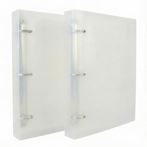 3 ringpärmar, 2-pack D-ringorganiserare – 3,5 cm kapacitet, 300 ark, brevstorlek, frostad halvtransparent för skola, hem, kontor, pappersförvaring