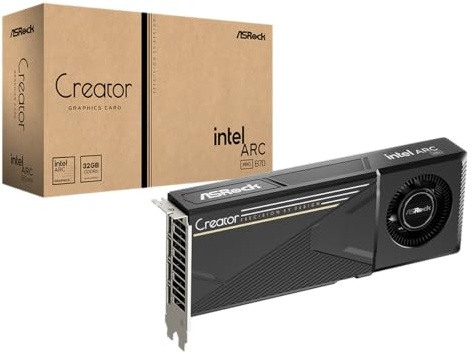 ASRock Intel Arc Pro B70 Creator 32 GB arbetsstation grafikkort, Xe2-HPG, 32 GB GDDR6, PCIe 5.0, 4X DP 2.1, fläktfläkt, ångkammare, Honeywell PTM7950