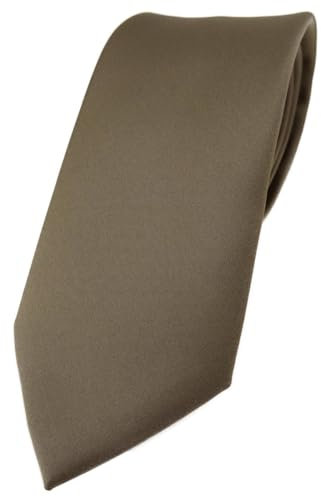 TigerTie Herren Krawatte – Klassische 7,5 cm Krawatte in graubraun einfarbigem Design, ideal für Geschäftstermine, festliche Anlässe und die Freizeit