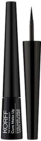 Korff Eyeliner Vinile waterproof, Effetto Extra Black e Brillante, Tratto Sottile, Anti Sbavatura e Long Lasting, Black, 2,5ml
