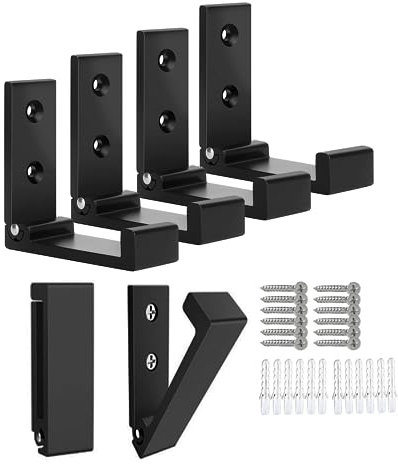 OHIYO Klappbare Kleiderhaken 6er Set aus Aluminium Wandhaken faltbar (Schwarz) für Kleidung, Taschen & Rucksäcke Einklappbare Wandhaken für Innen & Außen