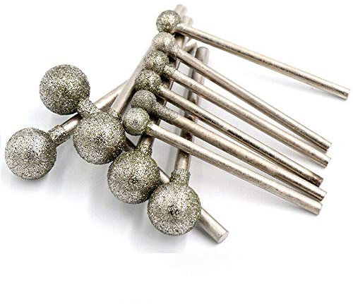 Powertool - Fresa rotante, con rivestimento diamantato, per fresa a sfere, per incisione, vetro, piastrelle, intaglio, rimozione di materiali (5 pezzi - 2,35 x 5 mm)