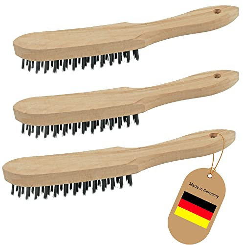 Novatool Drahtbürsten Set I 2-reihig + 4-reihig + 6-reihig I 27 cm lang I mit Holzgriff I Bremssattelbürste Drahtbürste Kratzbürste Metallbürste Handdrahtbürste Wire Brush