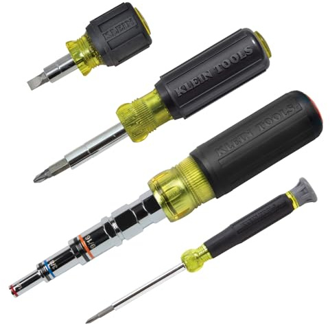 Klein Tools 80019 Tool Set, Multi-Bit Screwdriver and Nut Driver Tool Kit, 28 Different Industrial Strength Bits and Sizes, 4-Piece, Black