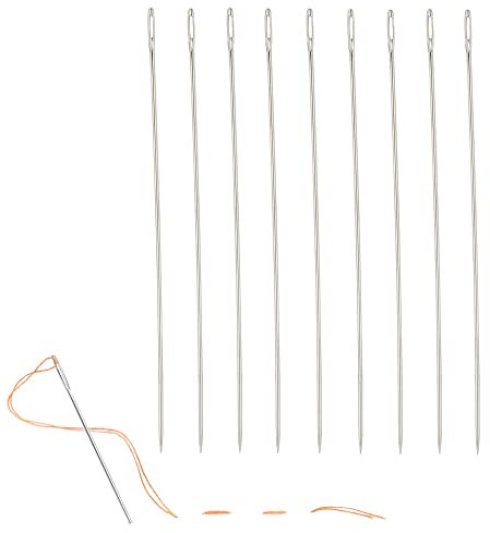 D.RECT - Stopfnadeln Set - 10 Stück | Spitze und Große Ohren | Rostfreier Stahl | Zum Nähen & Stopfen | 150mm