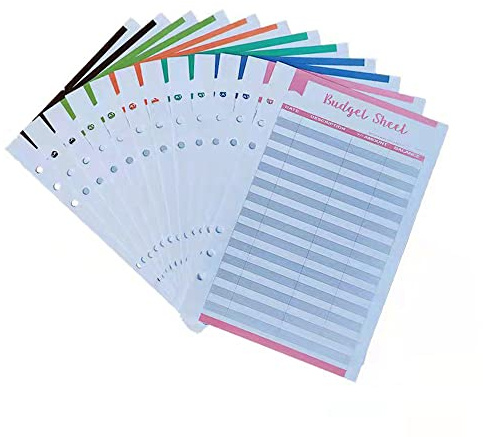 Feuilles de budget pour classeur A5, 60 inserts de suivi budgétaire pour planificateur A5, pages de recharge de budget à 6 anneaux pour le budget