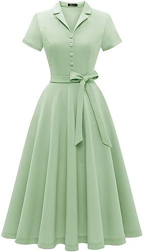 Wedtrend Cocktailkleid Midi Petticoat Kleid 50er Jahre Jugendweihe Kleider Konfirmationskleider Damen Kleid Vintage WTP30001 LightGreen M