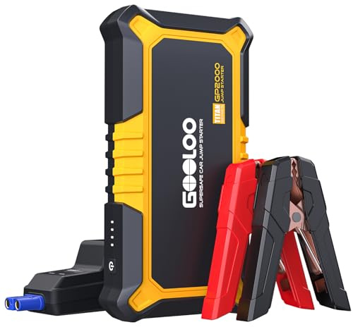 GOOLOO New GP2000 Jump Starter 2000A Car Starter Battery Pack (Up to 8.0L Gas, 6.0L Diesel Engine),12V Car Battery Charger Jumper Starter, Supersafe Portable Lithium Jump Box with USB Quick Charge