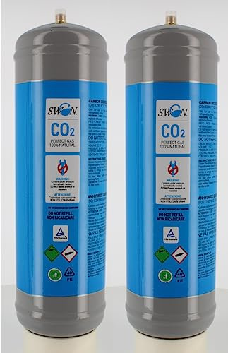 Swan - Bombole CO2 1200g E290 per Gasatore Acqua Frizzante – Attacco M11x1 Compatibile Universale – Set 2 Pezzi - Risparmio - Certificata TUV