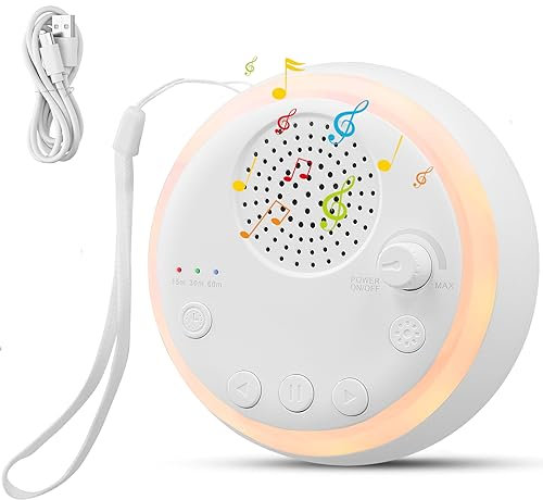 White Noise Machine, Portable Sleep Sound Machine for Baby & Adult,16 Natural Soothing Sounds Therapy,Children's Night Light,15, 30, 60 Minutes Timer,Baby Sleep Aid Machine,Baby Gift,USB Rechargeable