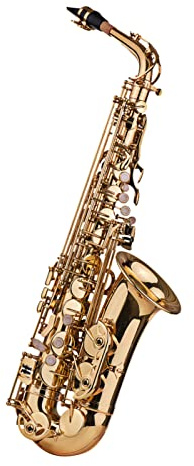 JINGFENG Saxophone alto Eb en laiton laqué doré 802 avec étui de transport rembourré, gants, chiffon de nettoyage, brosse, sangles de saxophone et anches