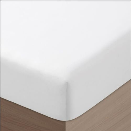 Sábanas Bajeras Ajustables | Algodón 100% Ecológico | Antipilling | Transpirable y Suave | Certificado Oeko-Tex | Lavable a Máquina, Blanco, Cama 90x190/200 cm, Pack 2