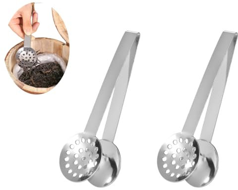 KOOLEVER 2 Pcs Stainless Steel Tea Bag Squeezer Tongs, 6 Inch Tea Bag Strainer, Non-Slip Prevent Burns, Effective Teabag Squeezer Tool for Kitchen Bar Cooking