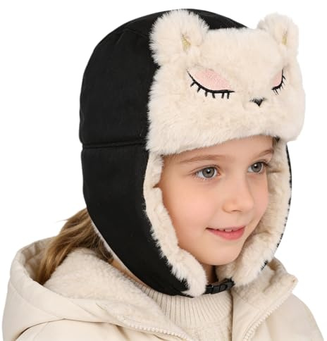 Chapeau tapper unisexe pour enfants - Chapeau chaud d'hiver - Chapeau à rabat pour filles - Joli bonnet aviateur - Chapeau de pilote - Chapeau mignon en forme de renard - Chapeau russe en fausse
