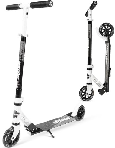 Kick Scooter for Ages 5+ - Kids, Teens & Adults. Max Load 220lbs. Foldable, Light-Up Wheels, Adjustable Height, Lightweight - Rush 125 Madd Gear