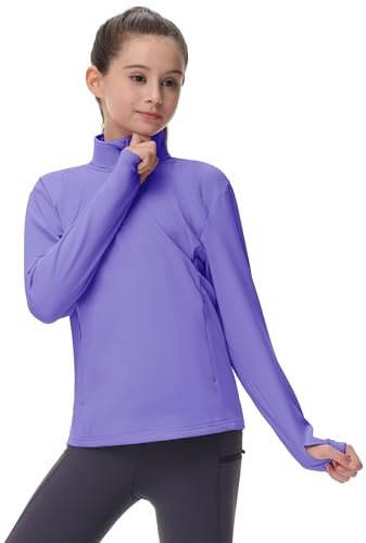 MoFiz Kinder Fleece Jacke Mädchen Winter Sweatjacke Langarm mit Reißverschluss für Outdoor Lila 140-152