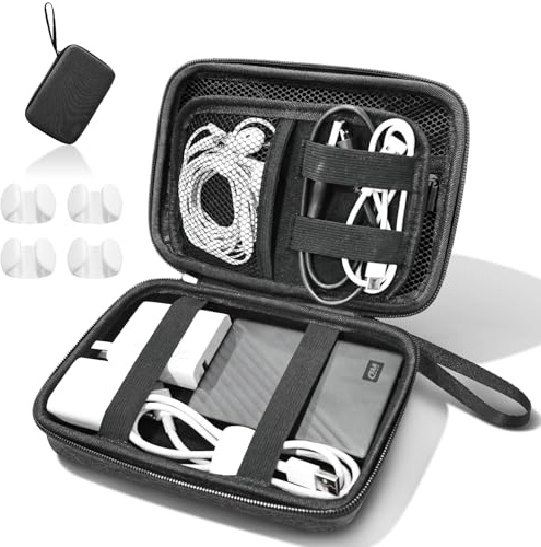 Portable Cable Organiser Bag - with 4 Buckles, Travel Organiser for Men & Women, Travel Essential, Tech Pouch for Men & Women