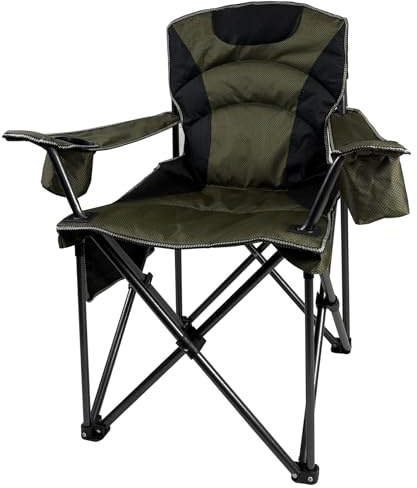Jacgood Camping Chair for Adults Heavy Duty 500LBS, Oversized Folding with Hard Armrests & Side Pockets, Wide Portable Lawn Chair for Big and Tall People, Outdoor Garden Beach Fishing Foldable