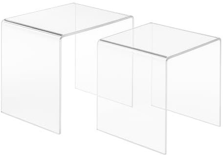 wonido Hochwertiger Acryl-Glas Zweisatztisch – Transparent, H36 × B40 × T33 × 36 cm und H33 × B33 × T33 cm – 6 mm Stärke, modernes 2er Set aus klarem Acryl