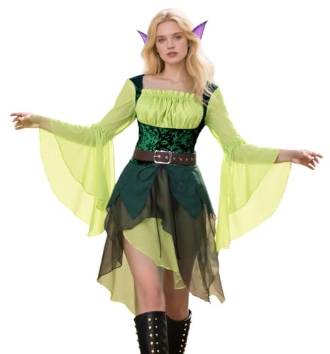 Costume da donna, Tinkerbell da donna, con paillette, con ali di fata, costume da fata, costume da principessa, fata dei fiori, per carnevale, Halloween, cosplay, S-XXL