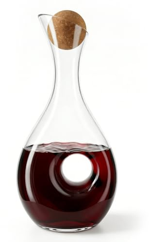 Vessyn Vinkaraff med stoppare, 1,2 l, blyfri, handblåst, rött vin karaff-set elegant, unik inflyttningspresent