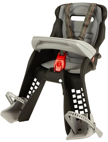 OKBABY Orion - Asiento delantero de bicicleta para niños- Sujeción en la barra de dirección - para bebés de 7/8 meses (15 kg) - Negro/Gris