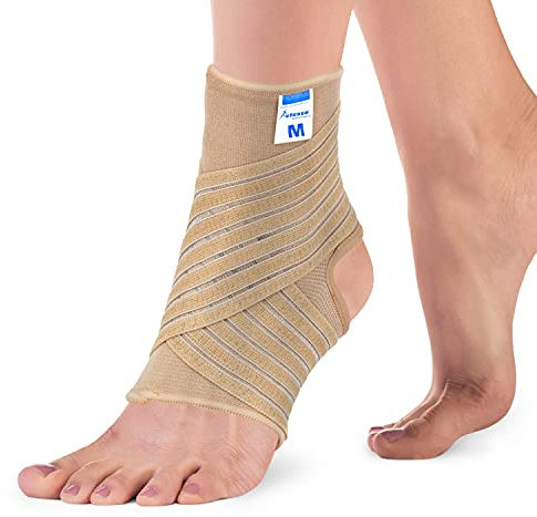Actesso Cavigliera Elasticizzata Cinghia – Supporto per Caviglie Deboli, Slogature e Lesioni Sportive. Ideale per Uomini e Donne e per il Piede Destro o Sinistro (M, Beige)