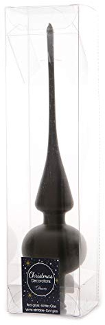 Julgransspets av glas 26 cm svart matt