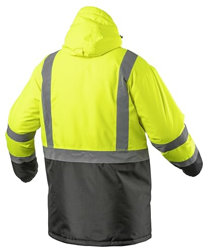Högert Technik varningsskyddsparkas LEDA, reflekterande vinterarbetsjacka, isolerad, vattentät, gul, XL, EN ISO 20471, vindskydd, bygg, vägbygg, utomhus, GUL, XL
